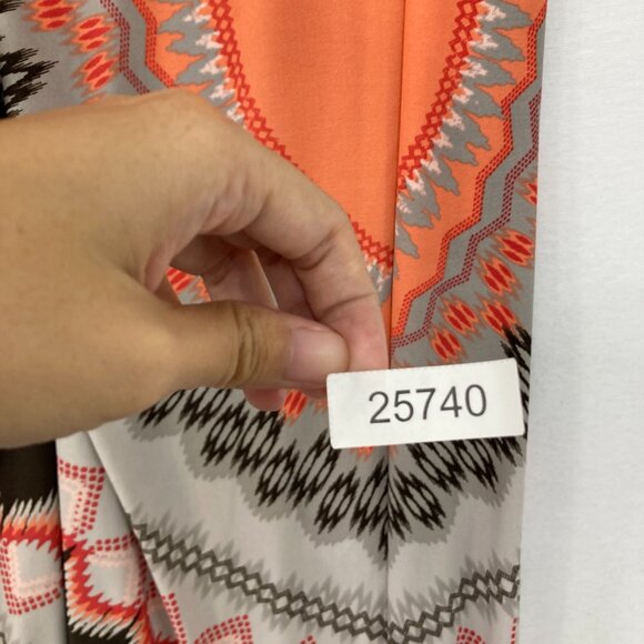 Chico's size XL/3 Brown Orange Boho Abstract Stretch Knit Wide Leg Pull-on Pants - Picture 8 of 8